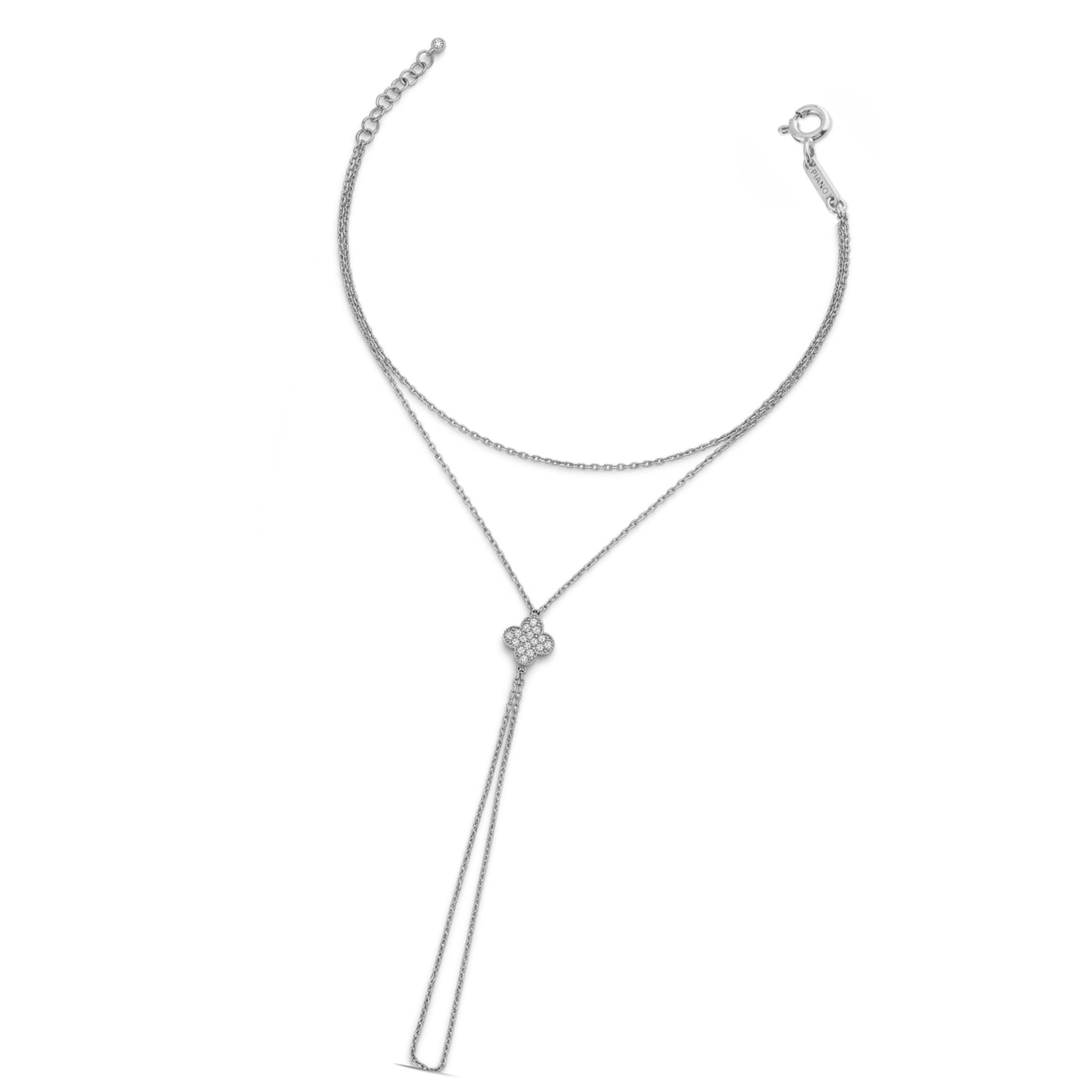 Yonca Şans Taşlı Altın Şahmeran / 14 Ayar Beyaz Altın