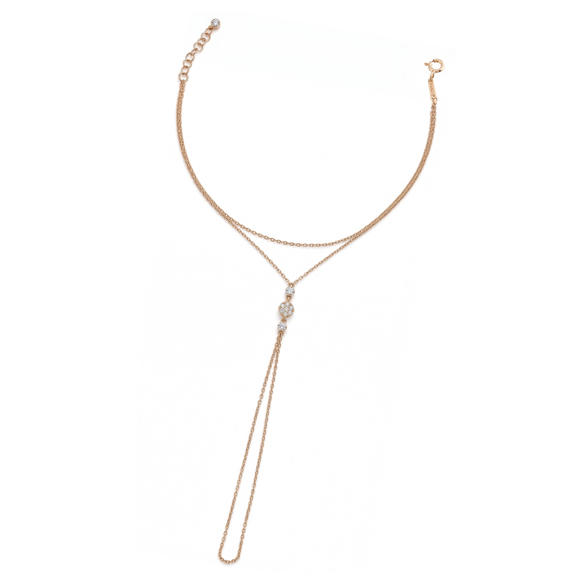 Modern Yuvarlak Üç Taşlı Altın Şahmeran / 14 Ayar Rose Altın