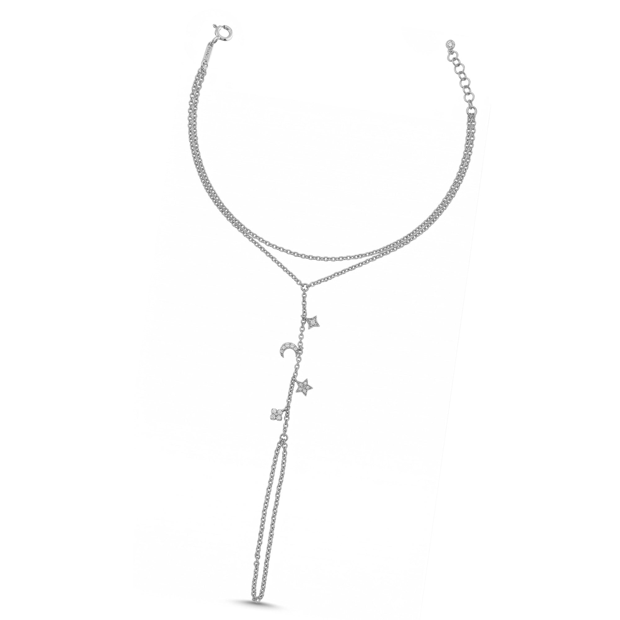 Gökyüzü Figürlü Taşlı Altın Şahmeran / 14 Ayar Beyaz Altın