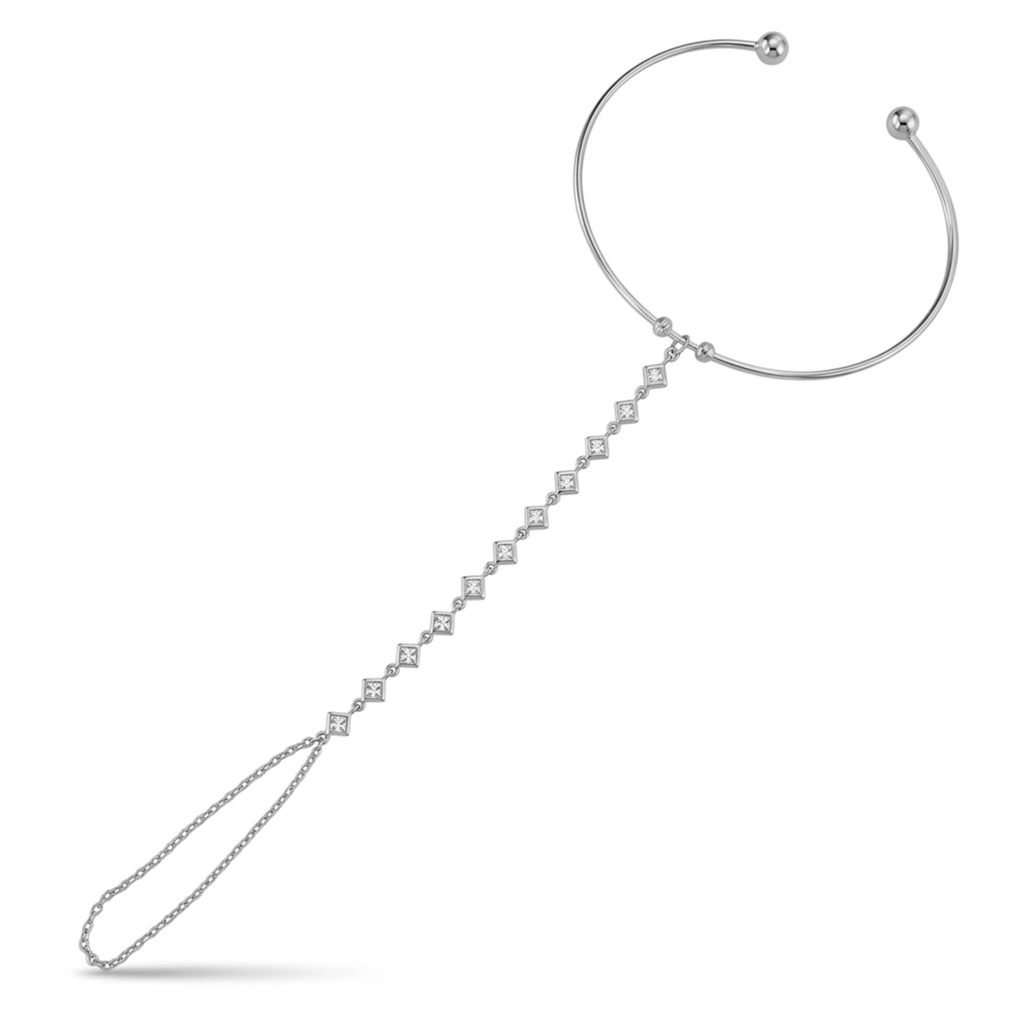 Bilezik Form Dorikalı Taşlı Altın Şahmeran / 14 Ayar Beyaz Altın