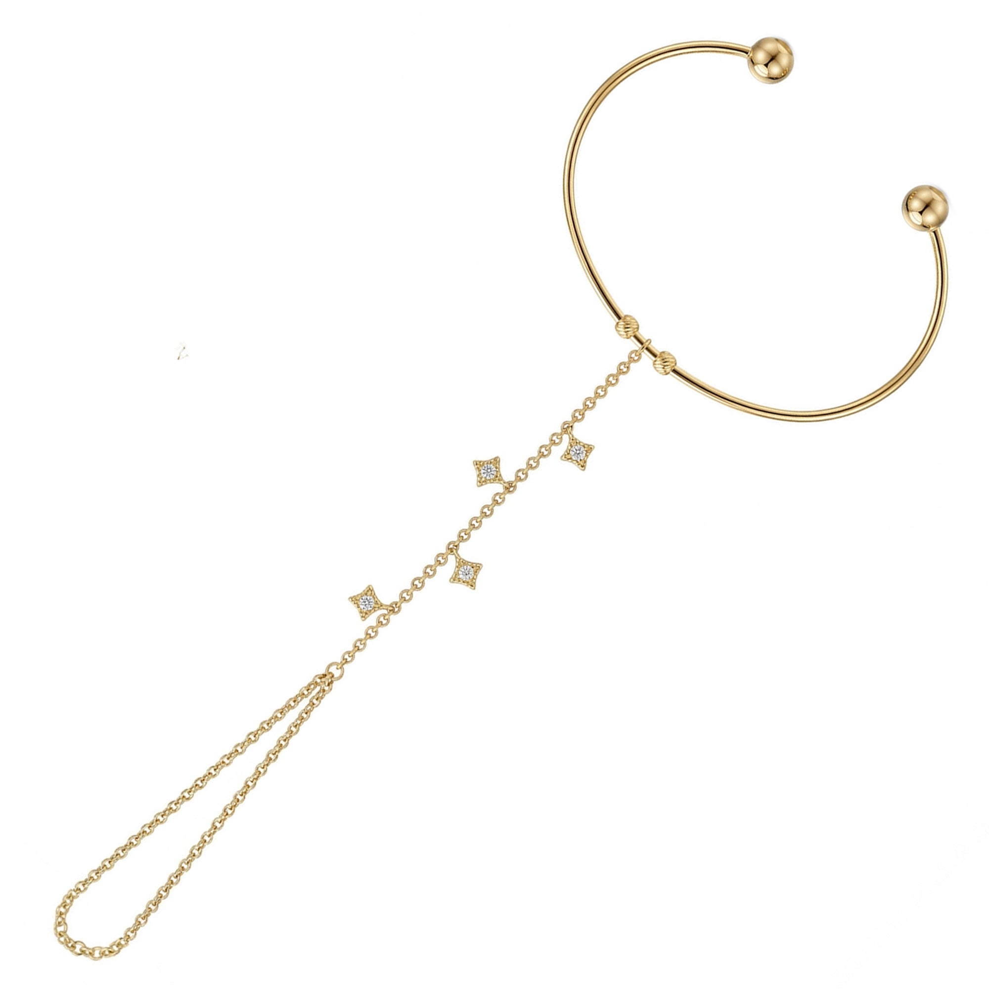 Bilezik Form Dorikalı Taşlı Sıralı Parlayan Yıldızlar Altın Şahmeran / 14 Ayar Sarı Altın