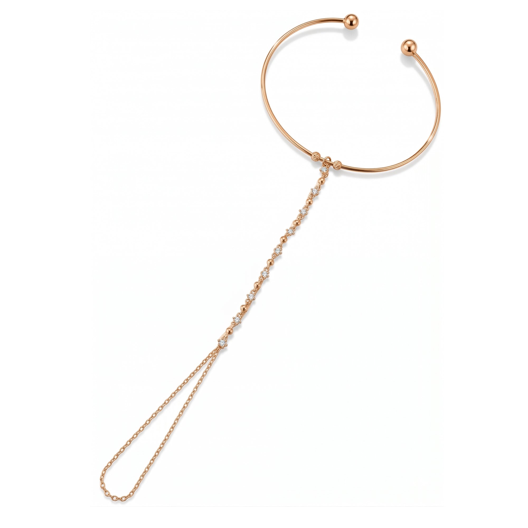 Bilezik Form Dorikalı Top ve Taş Sıralı Altın Şahmeran / 14 Ayar Rose Altın