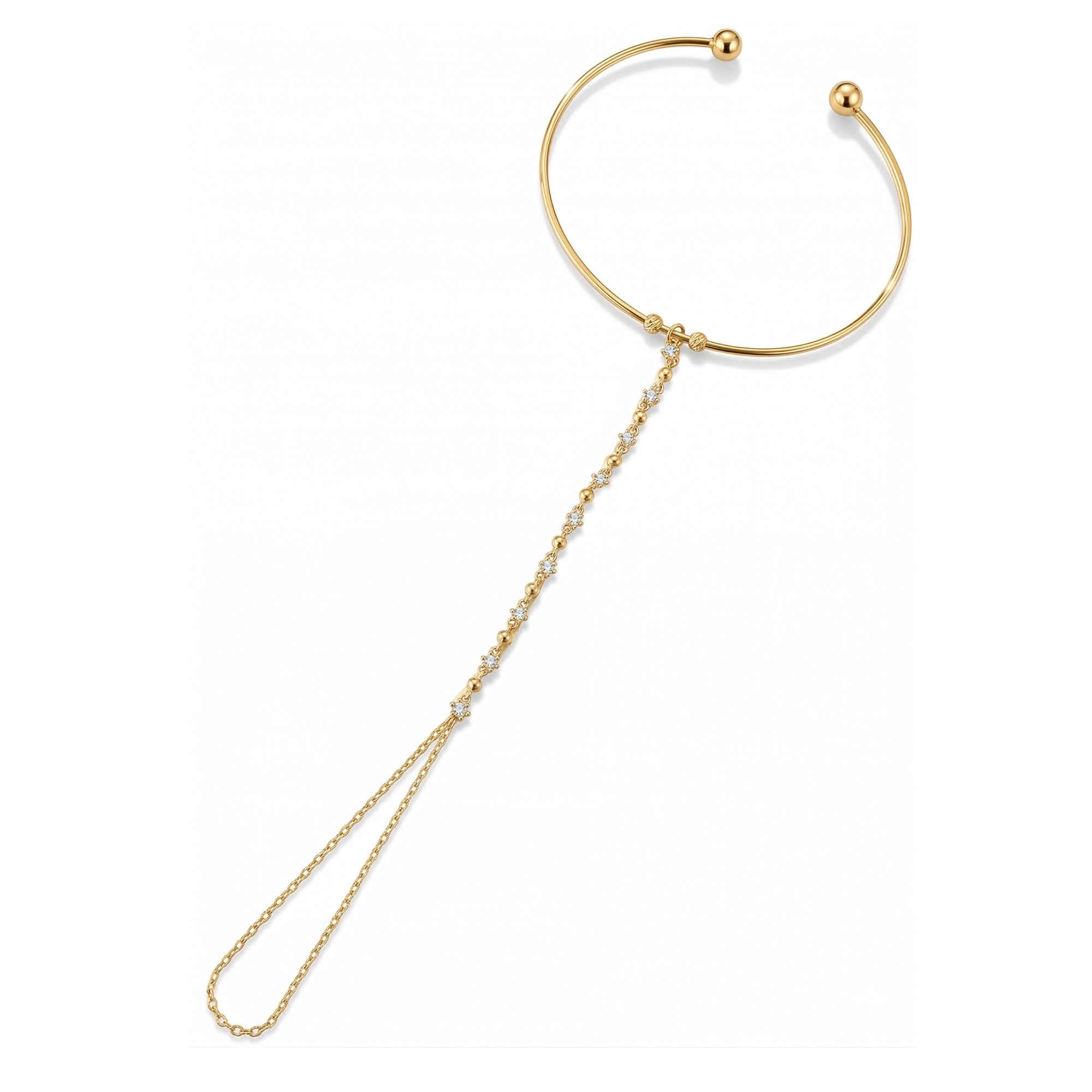 Bilezik Form Dorikalı Top ve Taş Sıralı Altın Şahmeran / 14 Ayar Sarı Altın