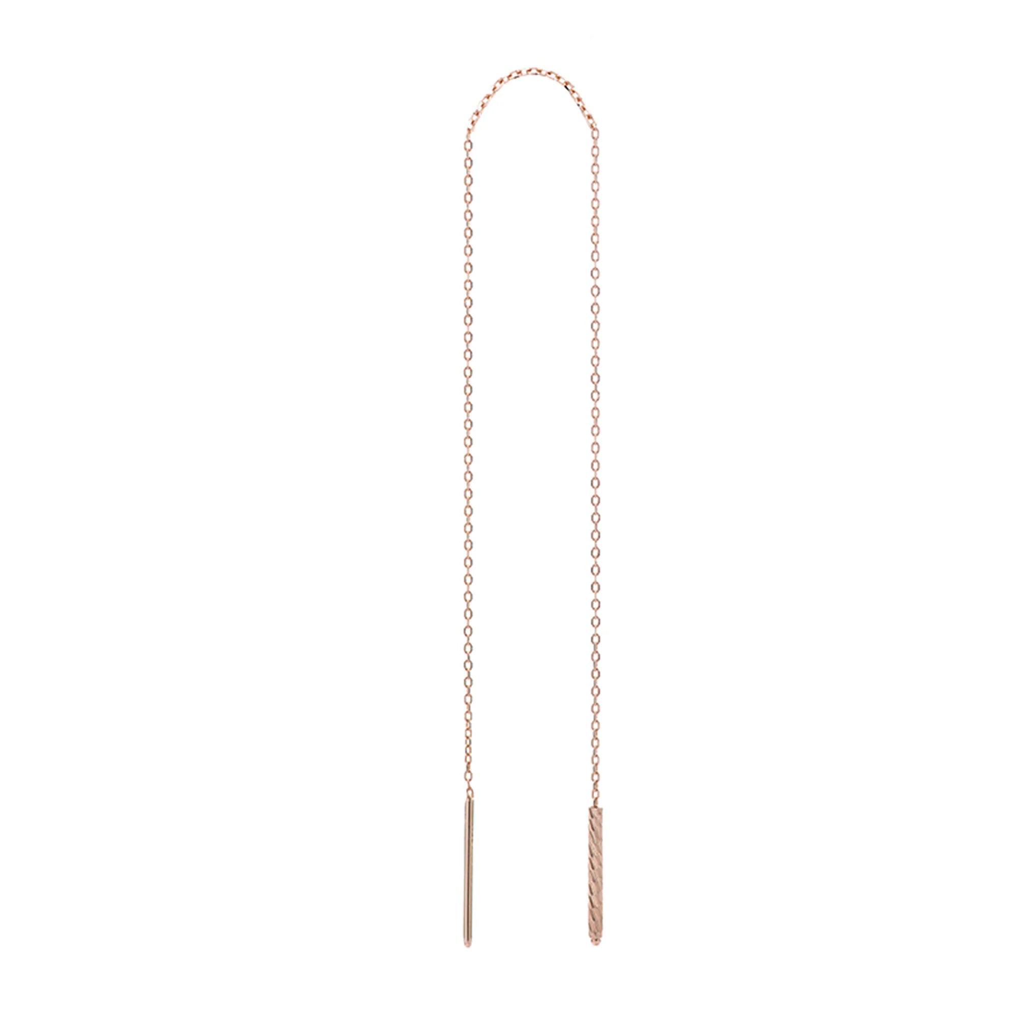 Zincir Tek Sallantılı Altın Küpe / 14 Ayar Rose Altın