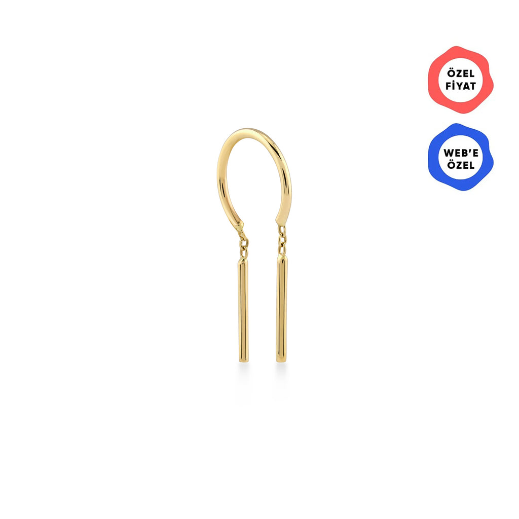 Mocha Sallantılı Çubuk Altın Relax Piercing