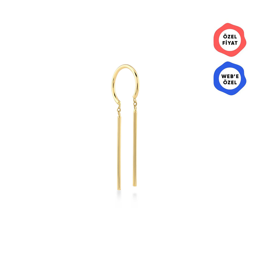 Mocha Sallantılı Uzun Çubuk Altın Relax Piercing