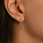 Stilize Çift Balık Figürlü Taşlı Altın Küpe / 14 Ayar Sarı Altın