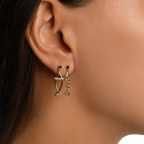 Stilize Çift Balık Figürlü Taşlı Altın Küpe / 14 Ayar Sarı Altın