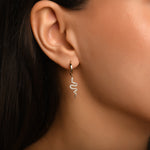 Yılan Sallantılı Taşlı Altın Halka Küpe / 14 Ayar Sarı Altın