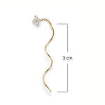 Ballerina Üçlü Markiz Taşlı Kavis Sallantılı Altın Relax Piercing / 14 Ayar Sarı Altın / Size
