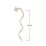 Ballerina Üçlü Markiz Taşlı Kavis Sallantılı Altın Relax Piercing / 14 Ayar Sarı Altın / Size