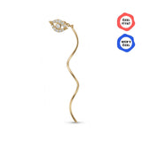 Ballerina Göz Figür Taşlı Kavis Sallantılı Altın Relax Piercing / 14 Ayar Sarı Altın