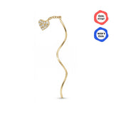 Ballerina Kalp Figür Taşlı Kavis Sallantılı Altın Relax Piercing / 14 Ayar Sarı Altın