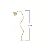 Ballerina Üçlü Markiz Taşlı Kavis Sallantılı Altın Relax Piercing / 14 Ayar Sarı Altın / Size