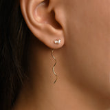 Ballerina Üçlü Markiz Taşlı Kavis Sallantılı Altın Relax Piercing / 14 Ayar Sarı Altın