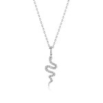 Yılan Taşlı Altın Kolye / 14 Ayar Beyaz Altın