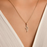 Yılan Taşlı Altın Kolye / 14 Ayar Sarı Altın