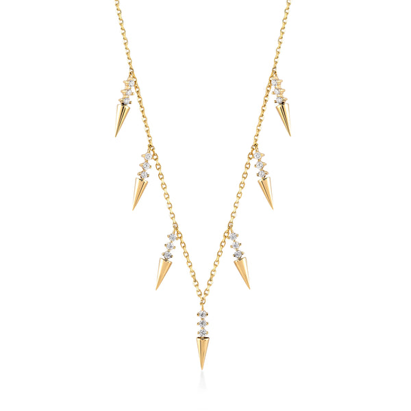 Station Triangle Spike Stone Gold Necklace