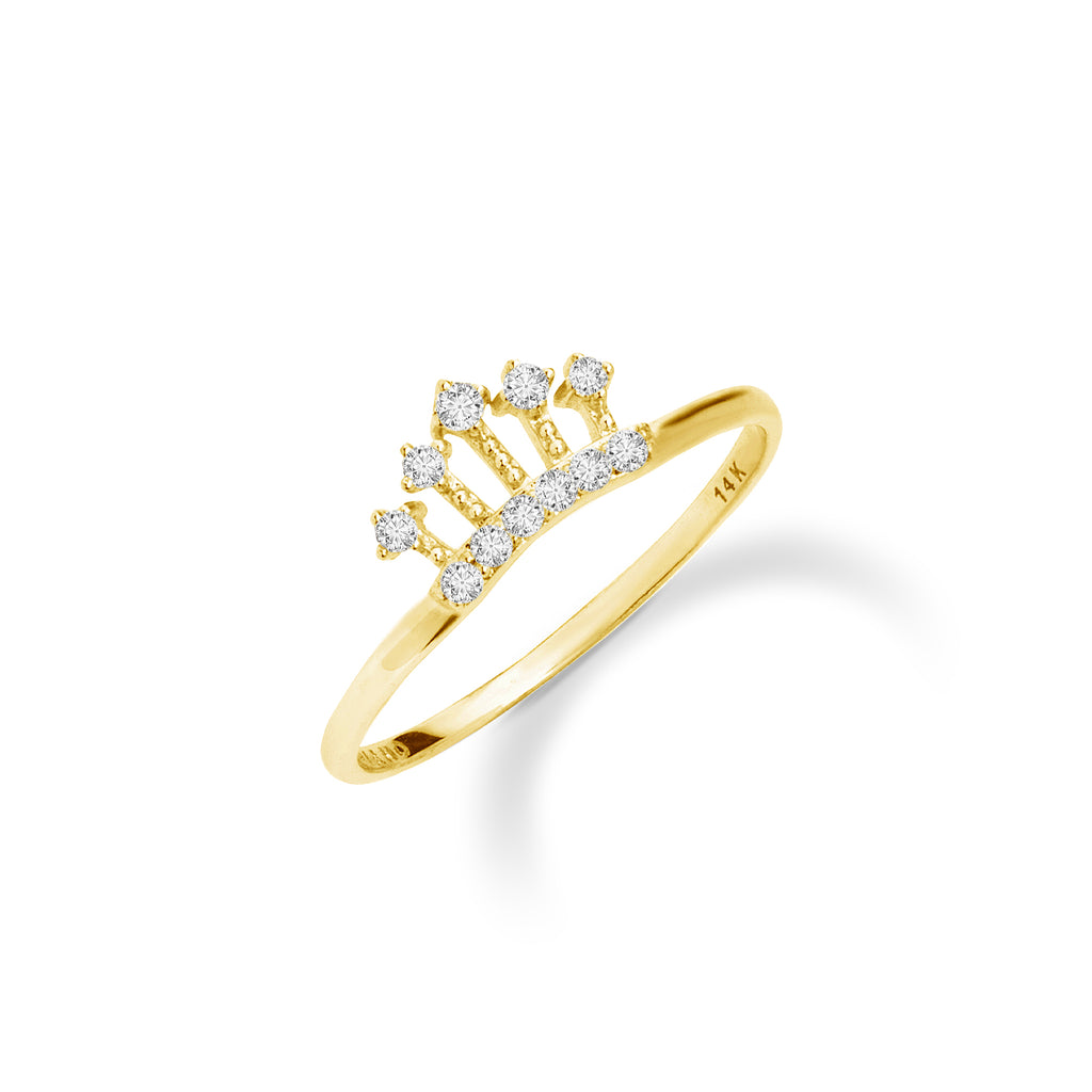 0.08 ct Kraliçe Tacı Pırlanta Yüzük / 14 Ayar Sarı Altın