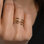 Çizgisel Endless Taşlı Altın Yüzük / 14 Ayar Sarı Altın