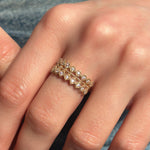 Çift Motifli Kraliçe Tacı Taşlı Altın Yüzük / 14 Ayar Sarı Altın