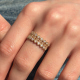 Çift Motifli Kraliçe Tacı Taşlı Altın Yüzük / 14 Ayar Sarı Altın