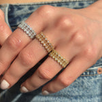 Çift Motifli Kraliçe Tacı Taşlı Altın Yüzük / 14 Ayar Sarı Altın