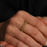 Yıldızlar Yolu Taşlı Altın Yüzük / 14 Ayar Sarı Altın