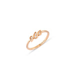 Üçlü Yan Yana Damla Figürlü Taşlı Altın Yüzük / 14 Ayar Rose Altın