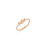 Üçlü Yan Yana Damla Figürlü Taşlı Altın Yüzük / 14 Ayar Rose Altın