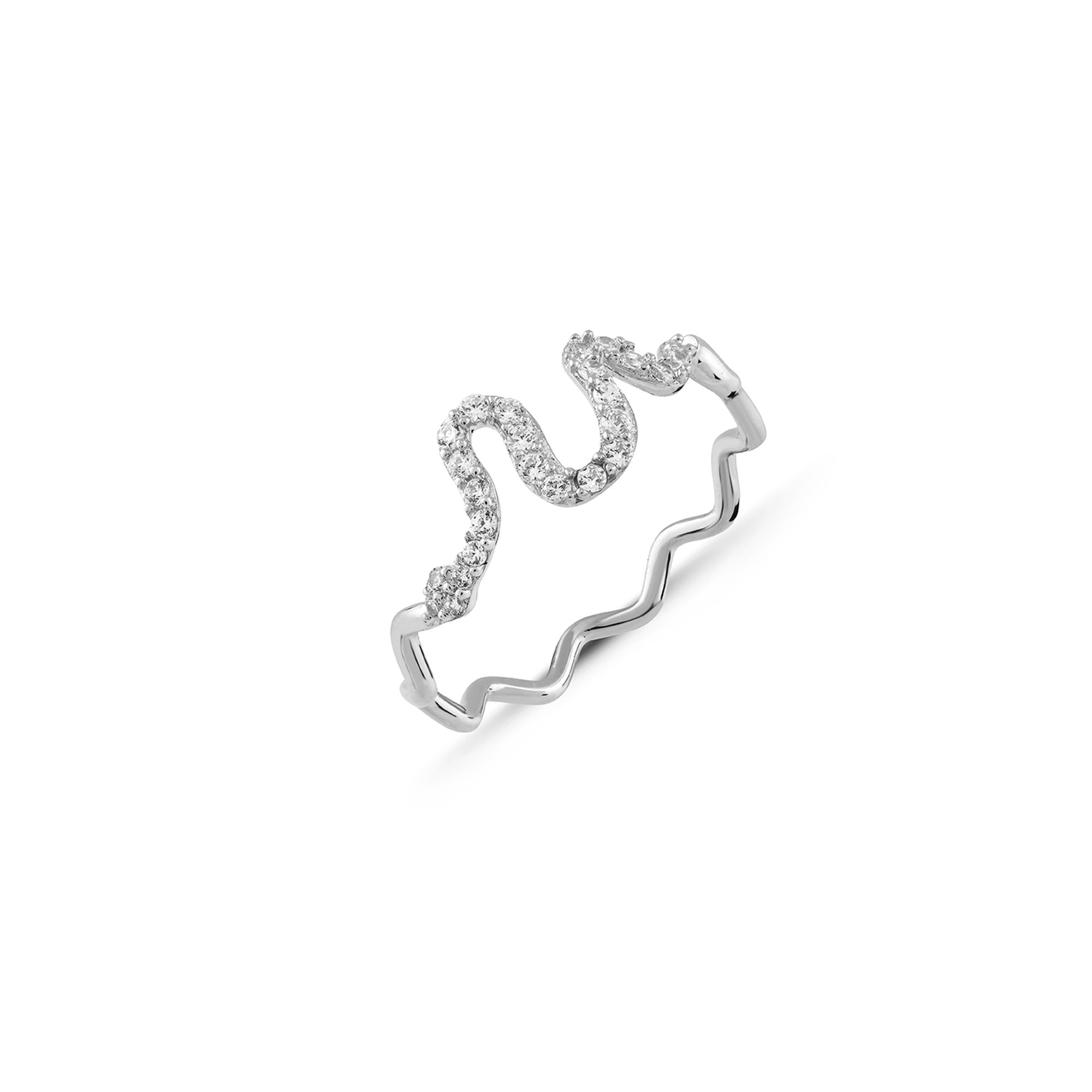 Yılan Taşlı Altın Yüzük / 14 Ayar Beyaz Altın