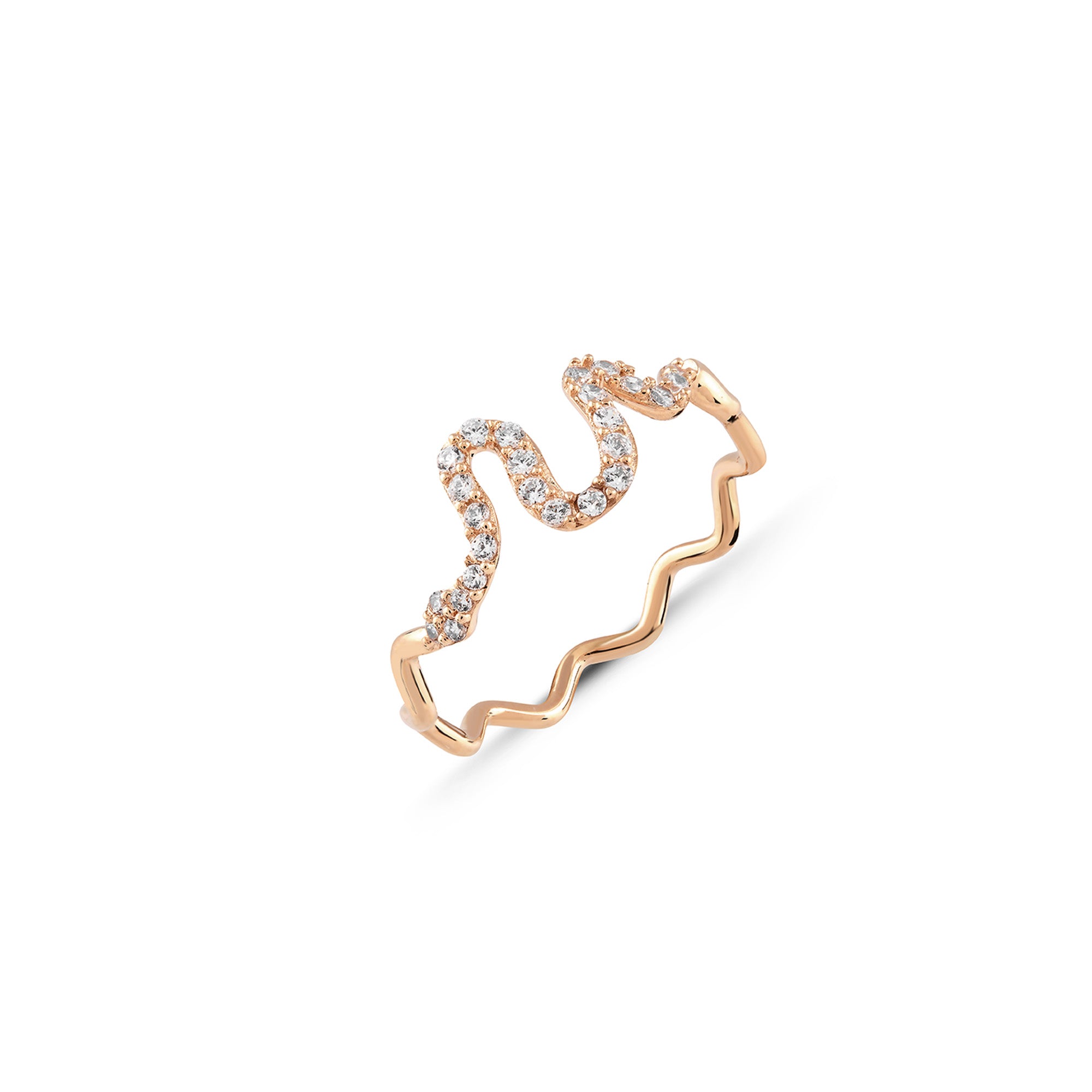 Yılan Taşlı Altın Yüzük / 14 Ayar Rose Altın