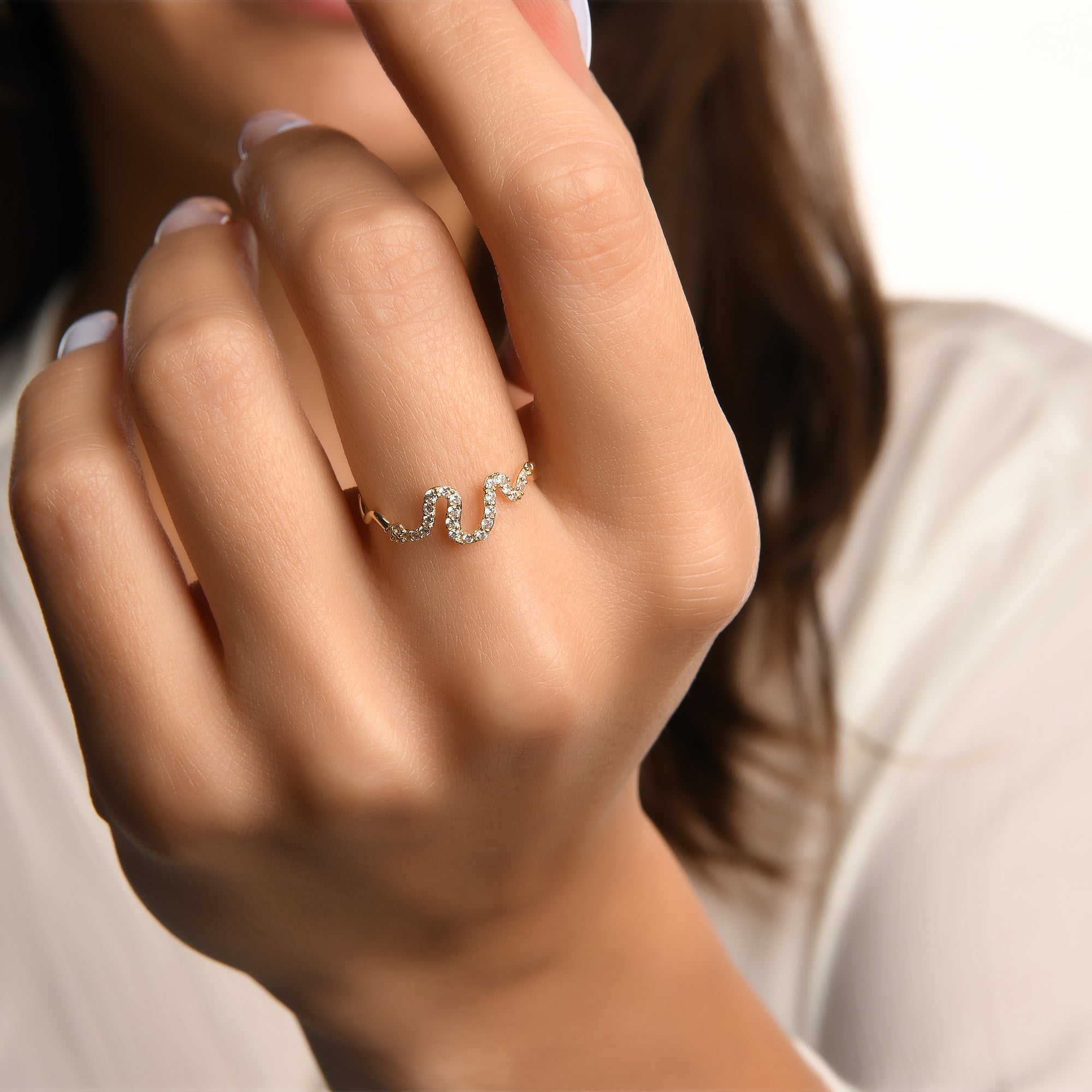 Yılan Taşlı Altın Yüzük / 14 Ayar Sarı Altın