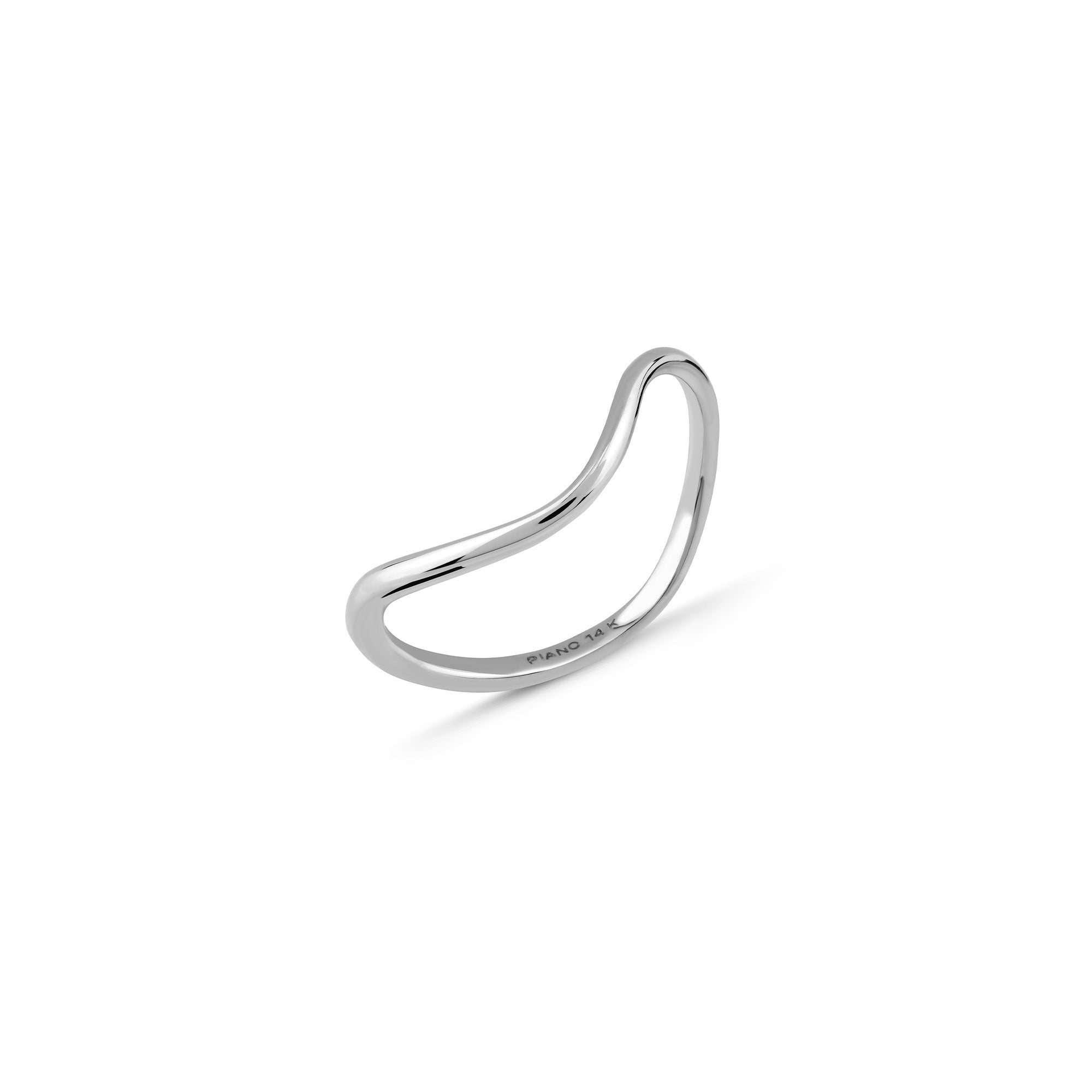 Minimal Curved Altın Yüzük / 14 Ayar Beyaz Altın