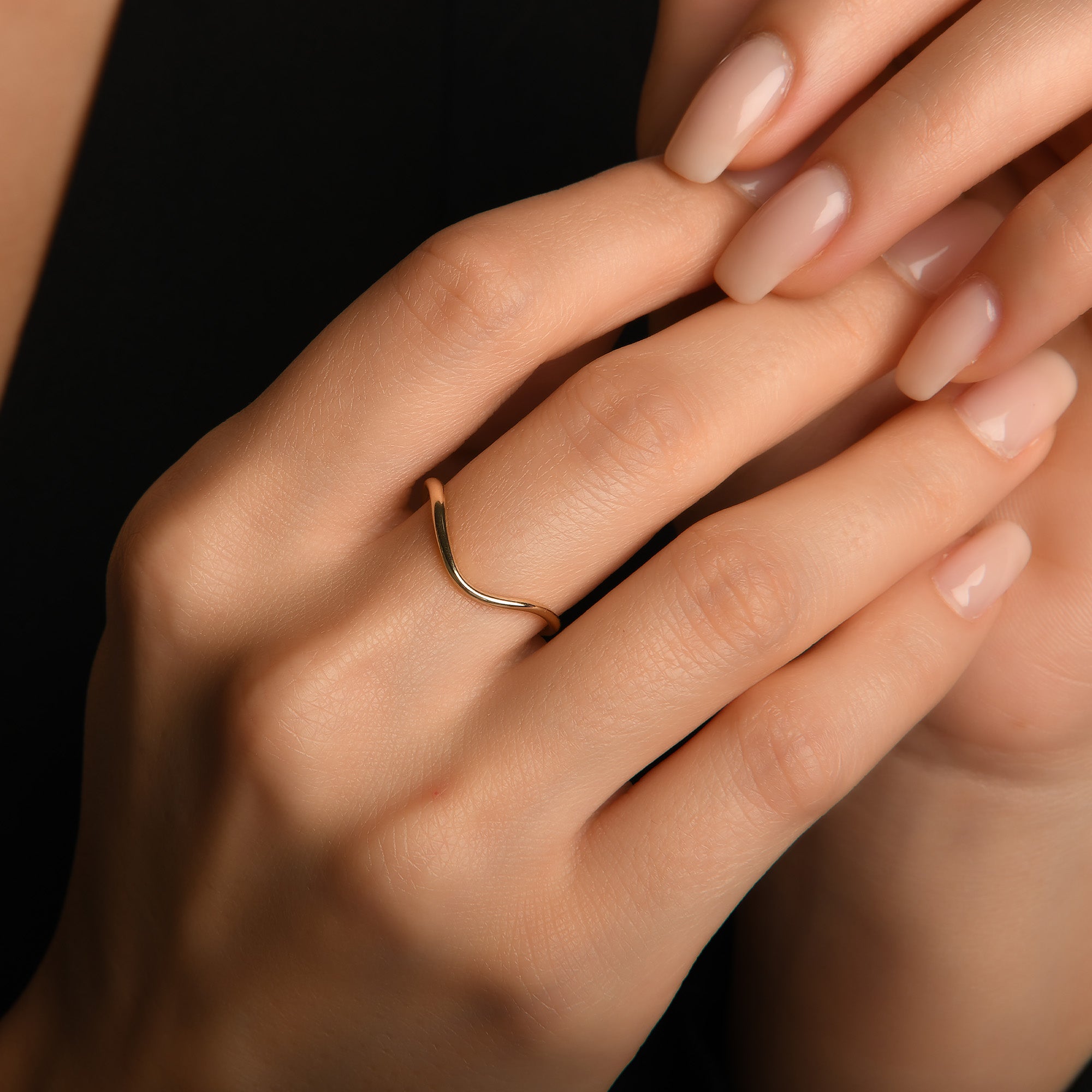 Minimal Curved Altın Yüzük / 14 Ayar Sarı Altın