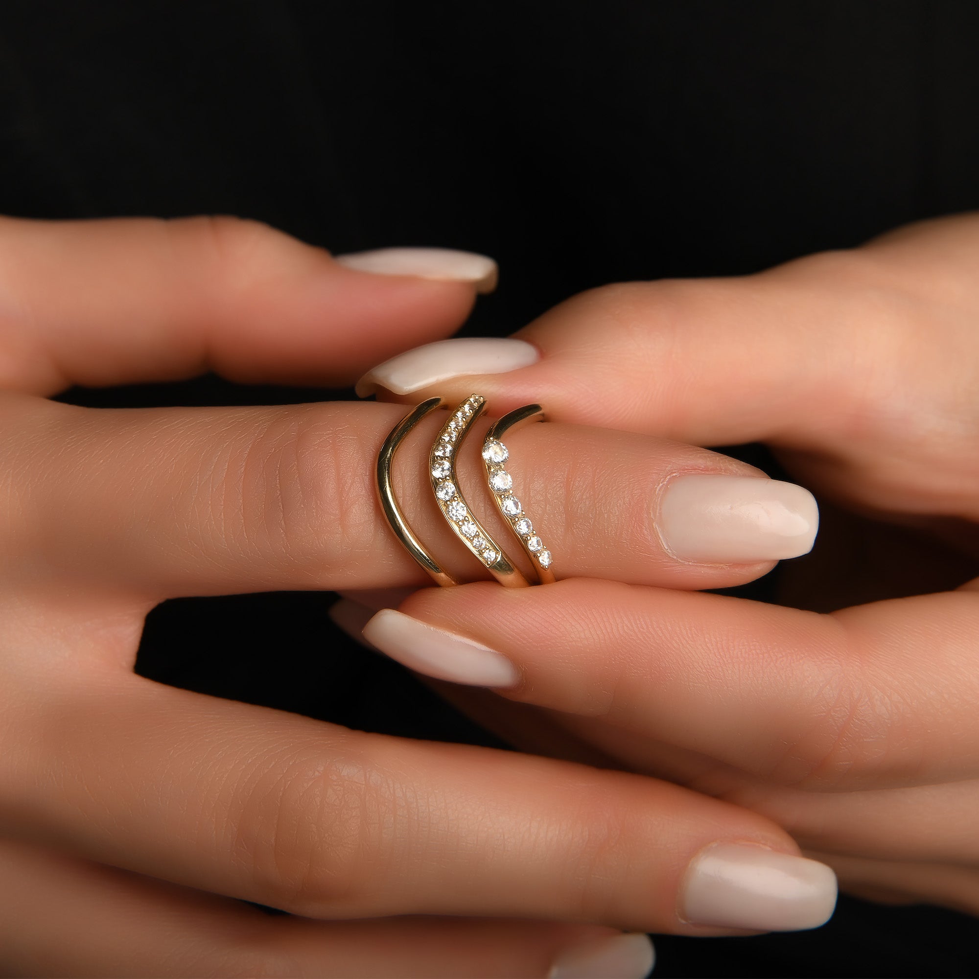 Minimal Curved Altın Yüzük / 14 Ayar Sarı Altın