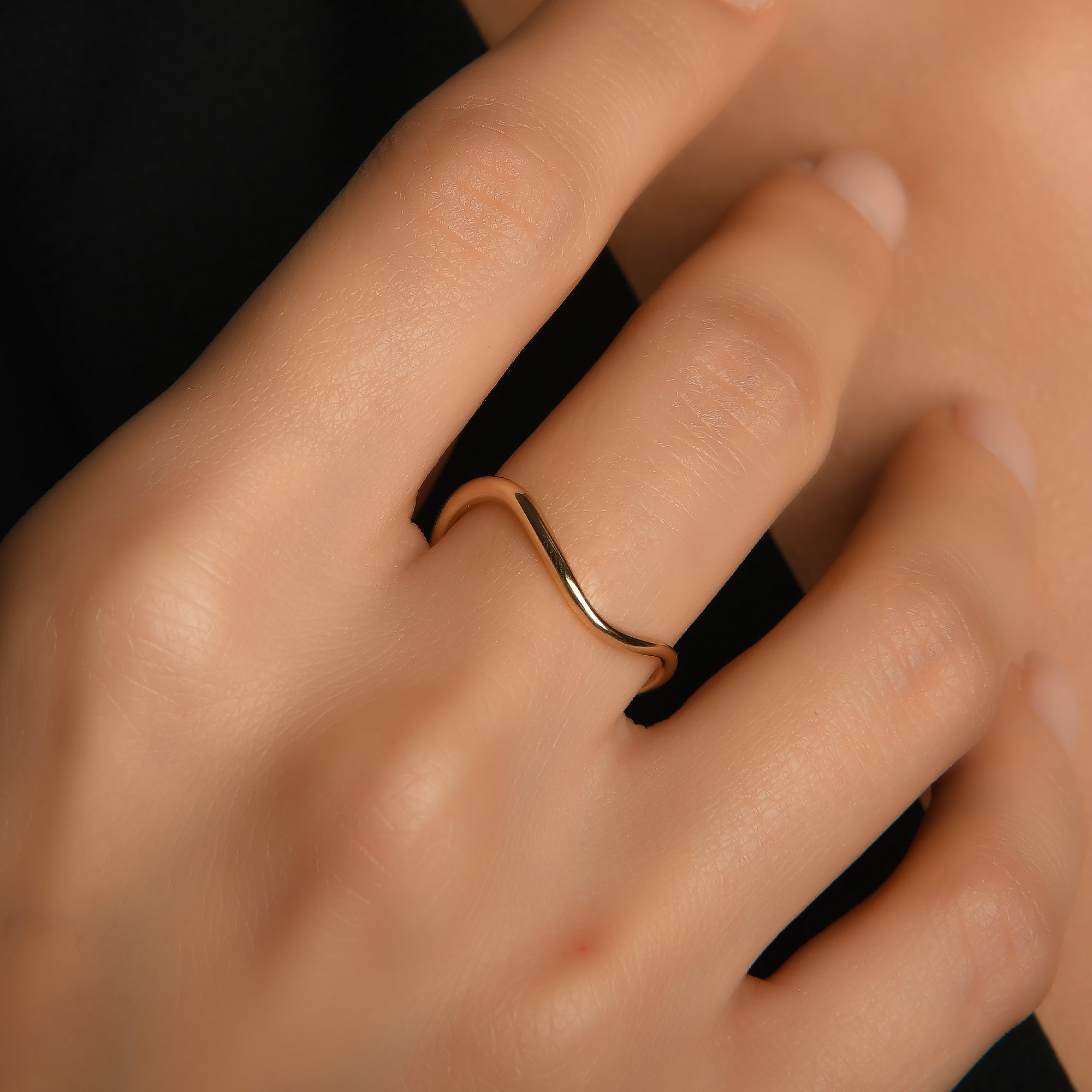 Minimal Curved Altın Yüzük / 14 Ayar Sarı Altın