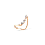 Curved Yarım Tur Sıralı Taşlı Altın Yüzük / 14 Ayar Rose Altın