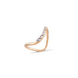 Curved Yarım Tur Sıralı Taşlı Altın Yüzük / 14 Ayar Rose Altın