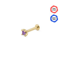 Purple / Palette Renkli Taş Seçenekli Altın Piercing / 14 Ayar Sarı Altın