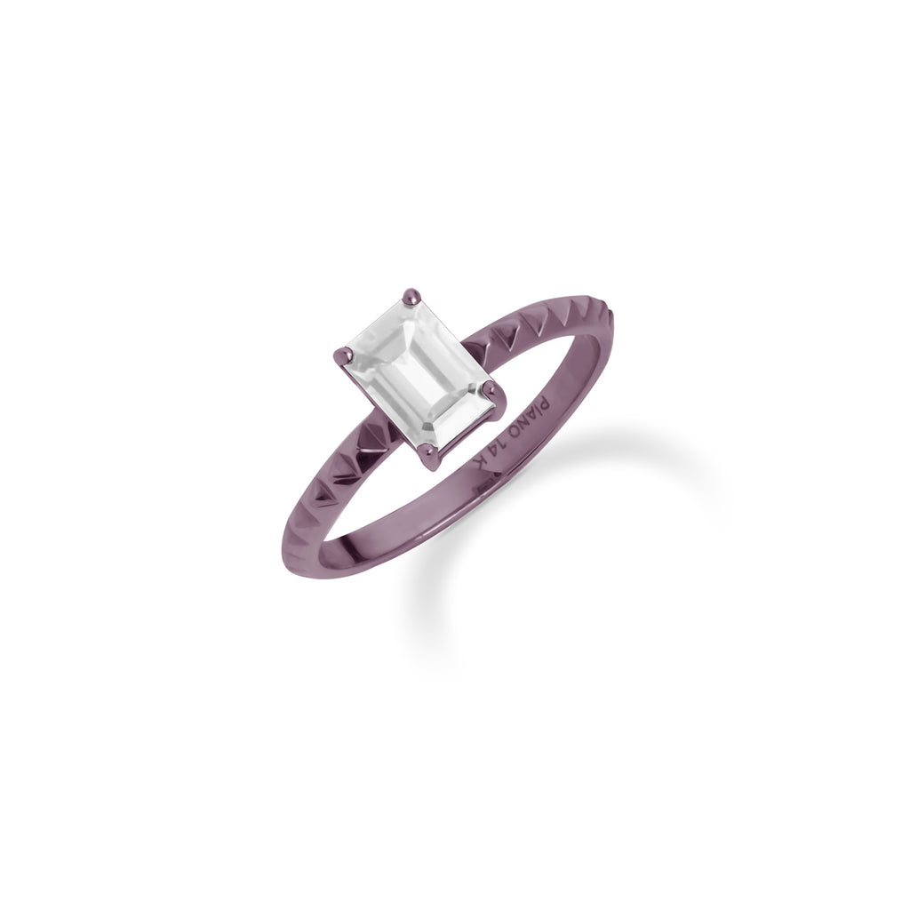 Desenli Dikey Baget Kesim Garnet ve Topaz Taşlı Altın Yüzük