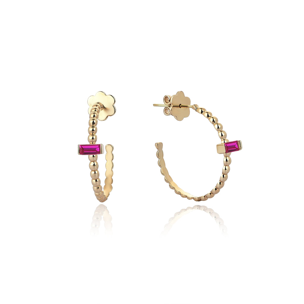 Baguette Stone Toptop Gold Earrings