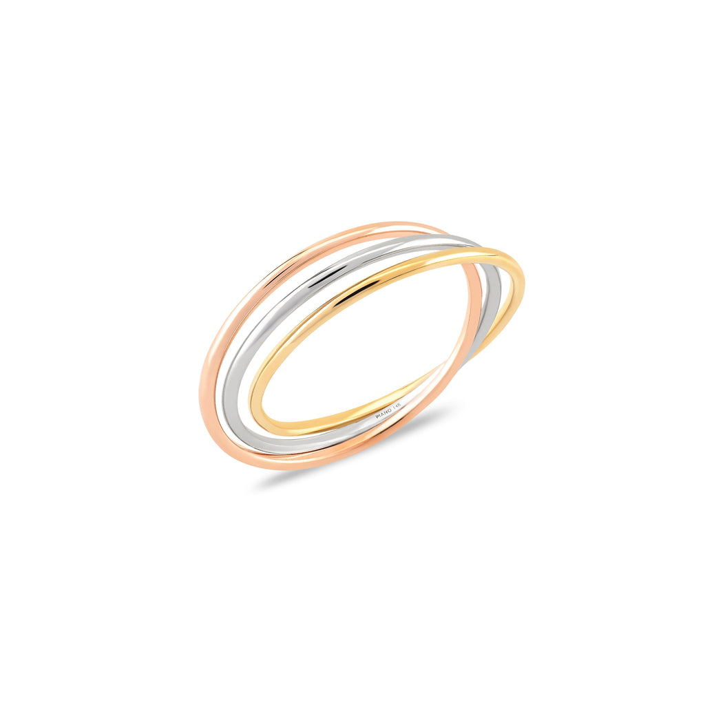 Trieste Triple Three Color Plain Gold Ring
