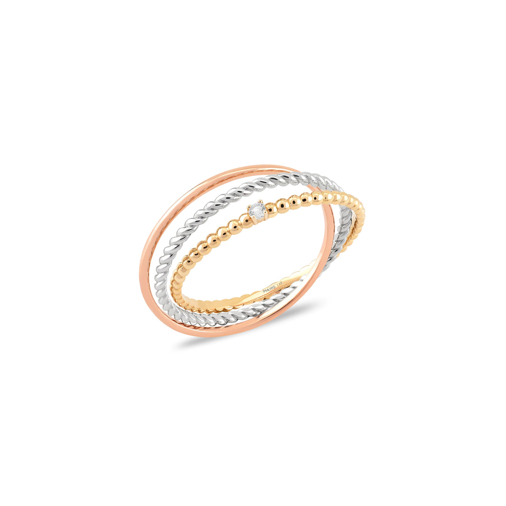 Trieste Solitaire Triple Three Color Gold Ring