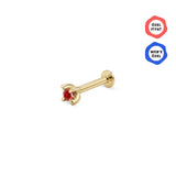 Red / Palette Renkli Taş Seçenekli Altın Piercing / 14 Ayar Sarı Altın