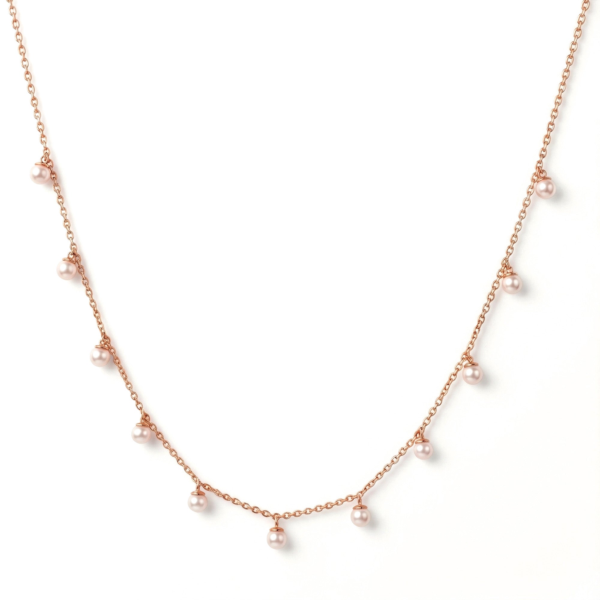 İncili Station Altın Kolye / 14 Ayar Rose Altın