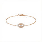 Taşlı Göz Altın Bileklik / 14 Ayar Rose Altın