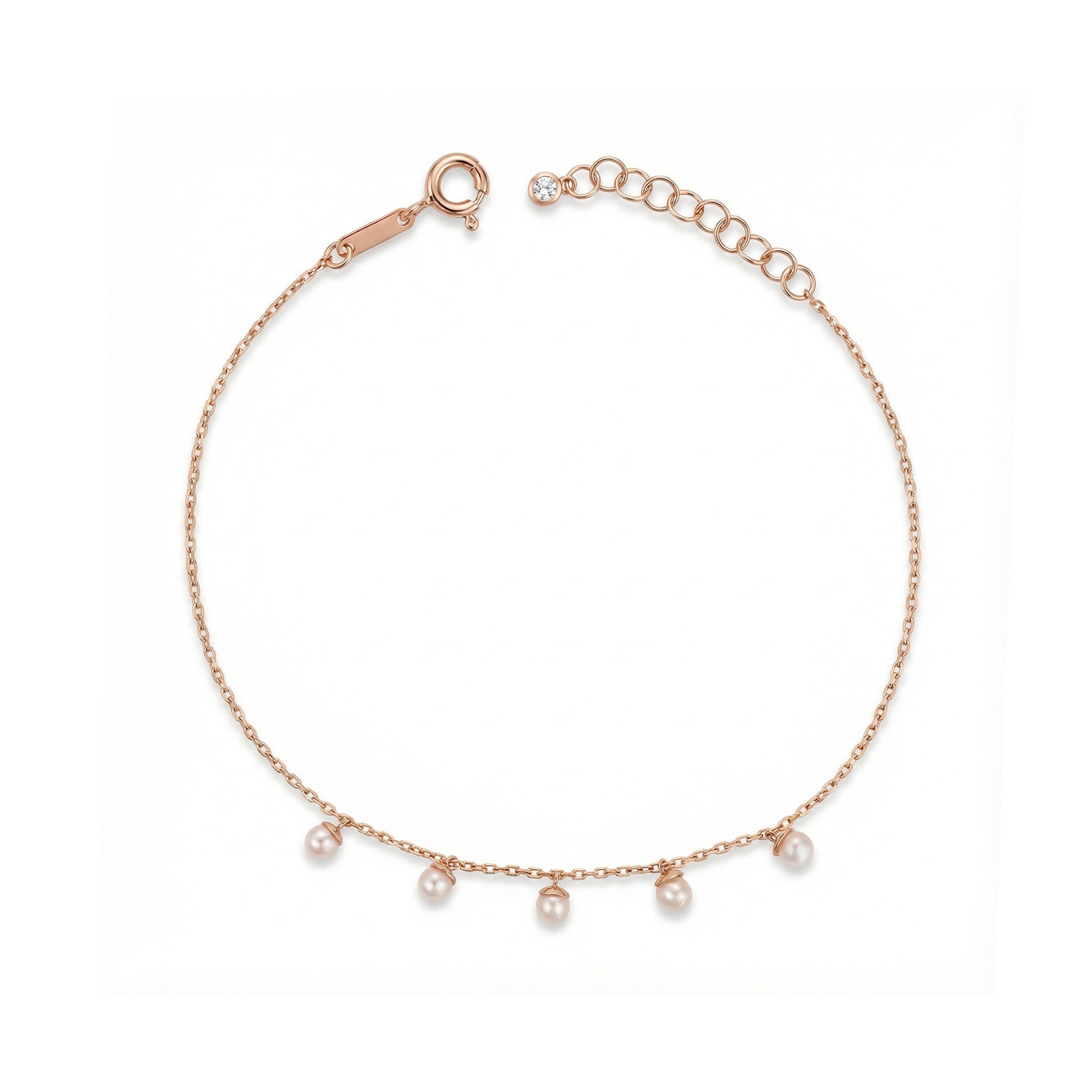 İncili Station Altın Bileklik / 14 Ayar Rose Altın