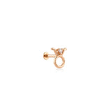 Taurus Boğa Burcu Taşlı Altın Piercing / 14 Ayar Rose Altın
