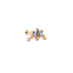 Tria Markiz Form Mavi Taşlı Altın Tragus Piercing / 14 Ayar Rose Altın